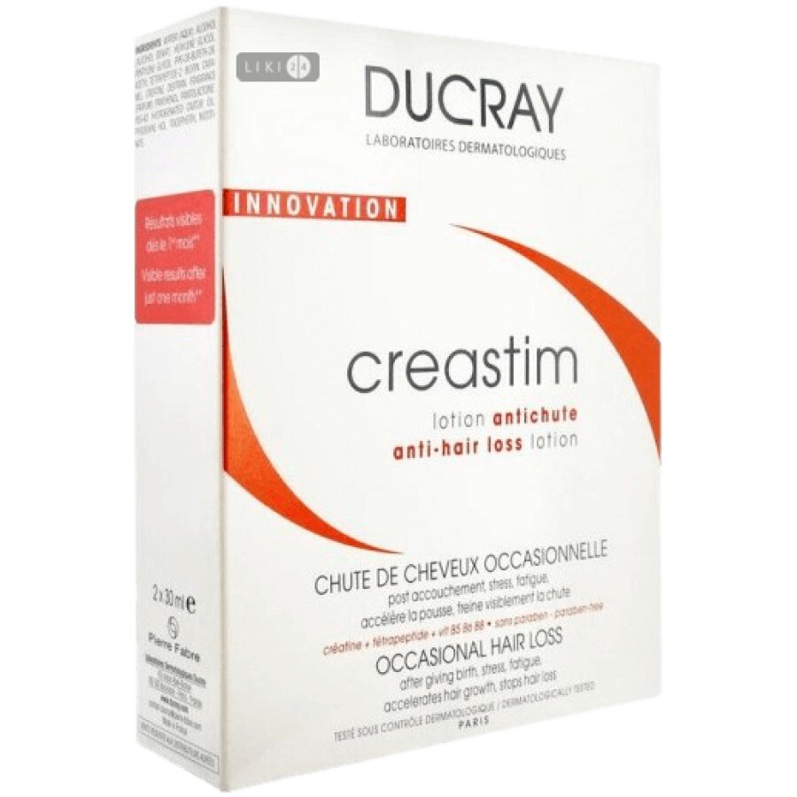 Лосьйон Ducray Creastim проти реактивного випадіння волосся, 2х30 мл: ціни та характеристики