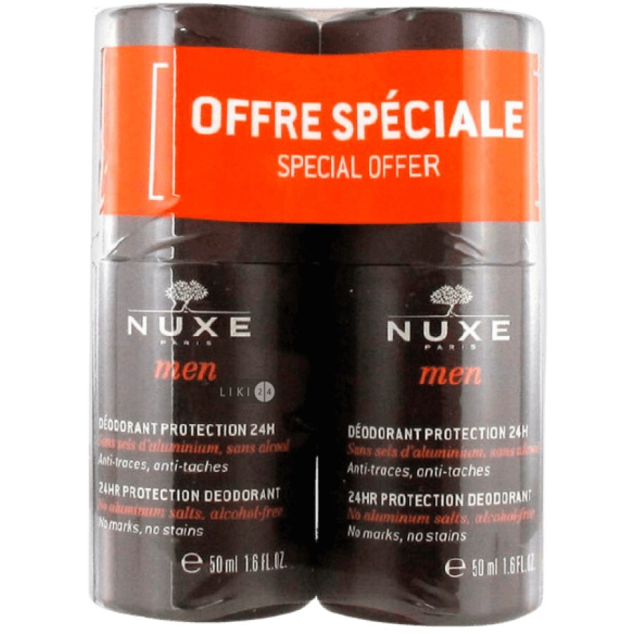 Набор дезодорантов Nuxe Men 24hr Protection Deodorant 2 х 50 мл: цены и характеристики
