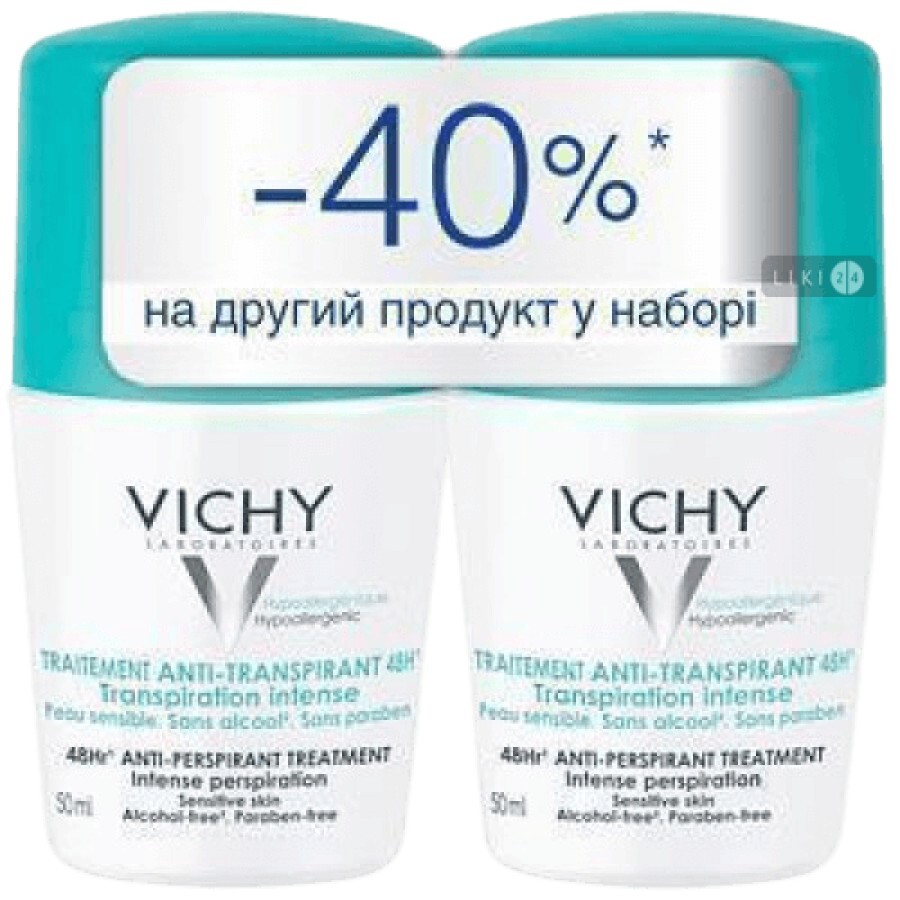 Набор Vichy дуо-пак из 2-х шариковых дезодорантов 48 часов интенсивной защиты: цены и характеристики