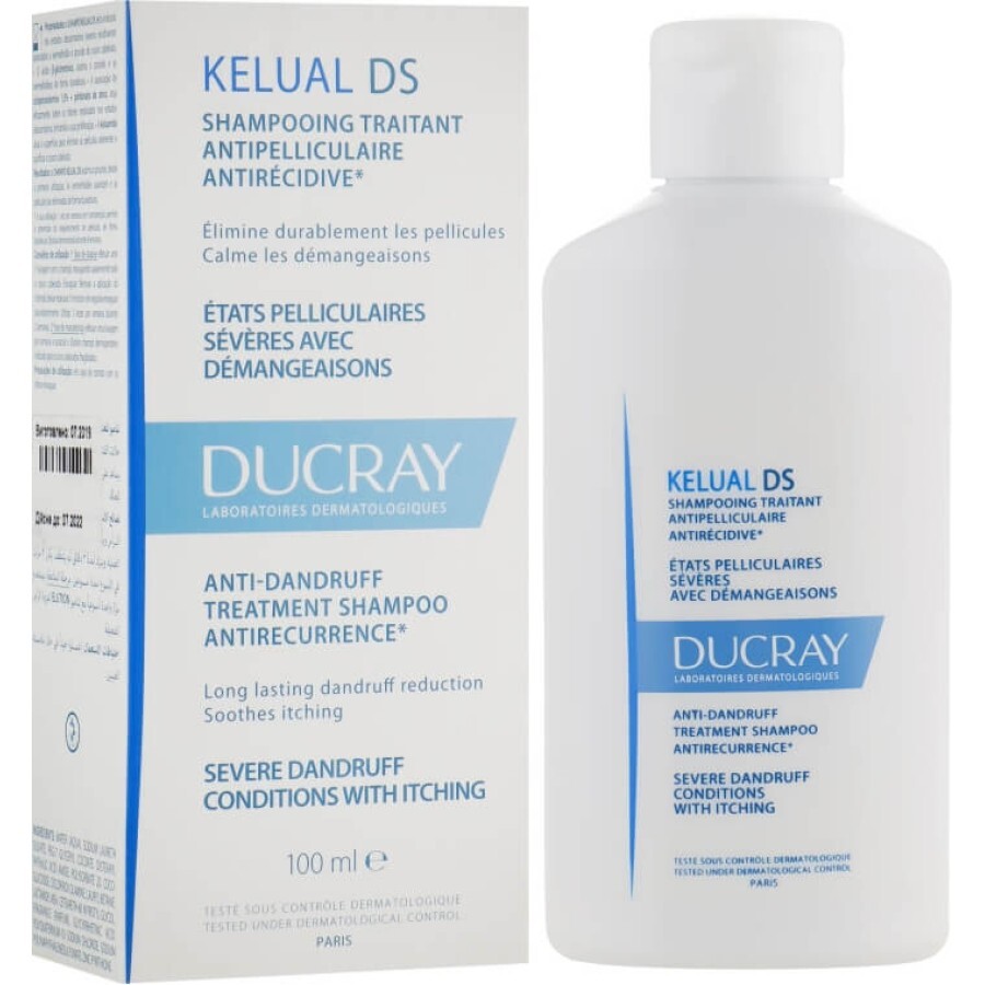 Шампунь Ducray Kelual DS проти стійкої лупи та себорейного дерматиту, 100 мл: ціни та характеристики