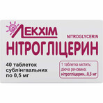 Нітрогліцерин 0.5 мг табл. фл. полімер. №40: ціни та характеристики