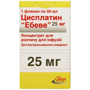 Цисплатин Ебеве 25 мг концентрат для розчину для інфузій флакон, 50 мл