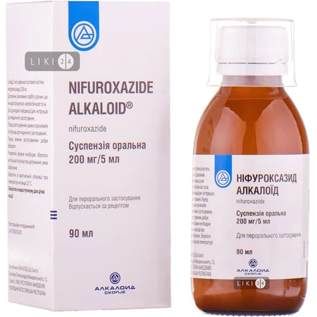Ніфуроксазид алкалоїд сусп. орал. 200 мг/5 мл фл. 90 мл: ціни та характеристики