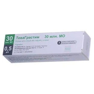 Теваграстим р-н д/ін. та інф. 30 млн МО шприц 0,5 мл