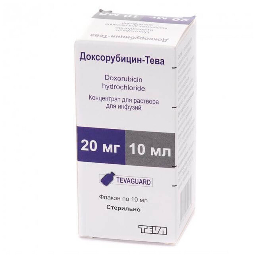 Доксорубіцин-тева концентрат д/р-ну д/інф. 20 мг фл. 10 мл