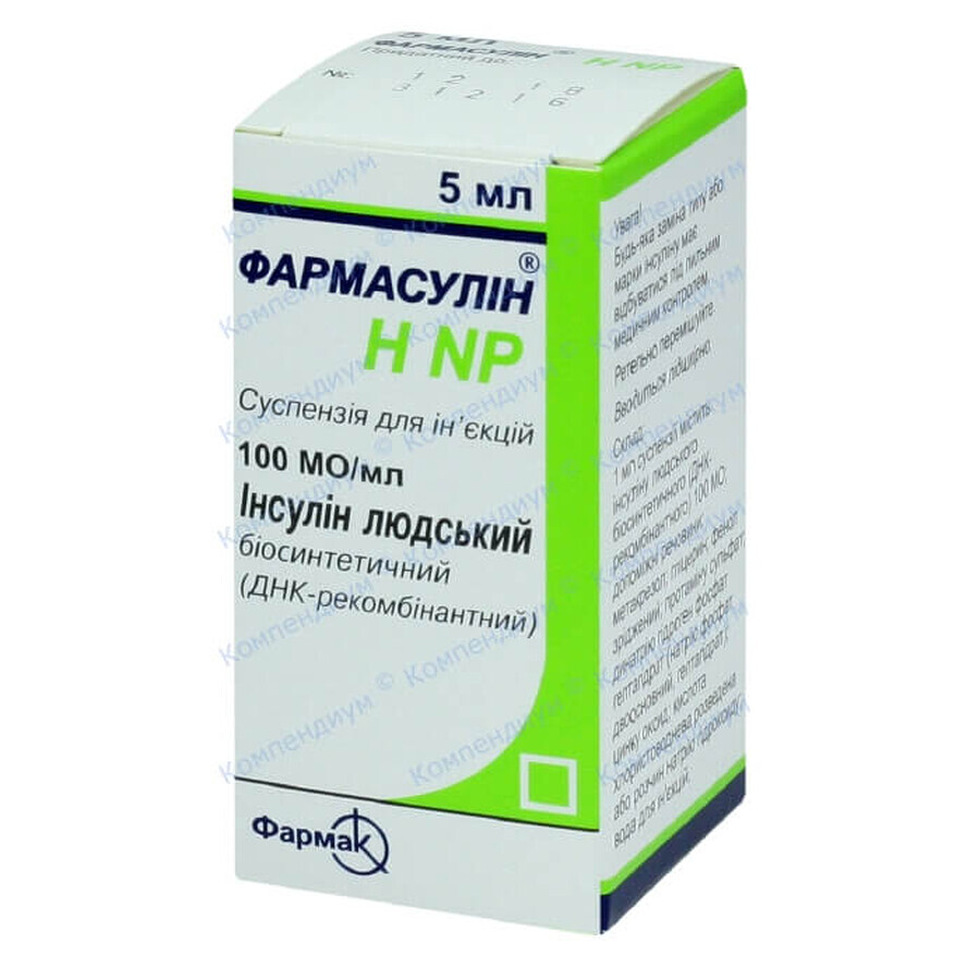 Фармасулін h np сусп. д/ін. 100 МО/мл фл. 5 мл: ціни та характеристики