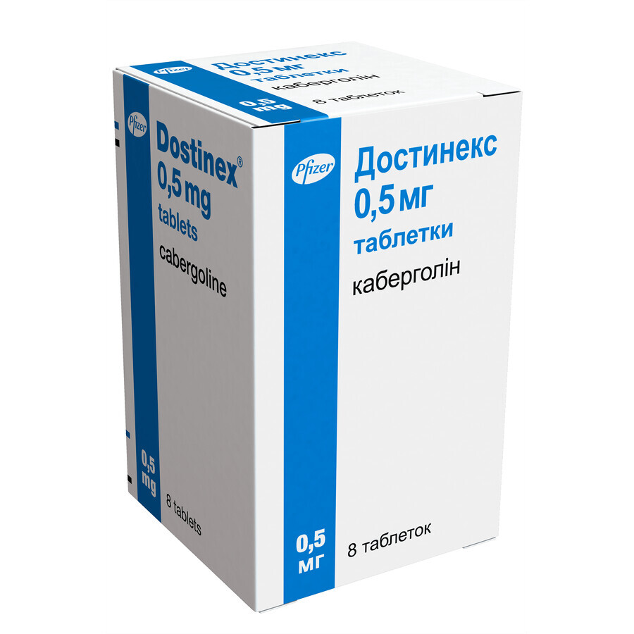 Достинекс табл. 0,5 мг №8: ціни та характеристики