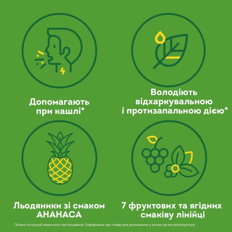 Доктор Мом рослинні пастилки від кашлю зі смаком ананасу №20: ціни та характеристики