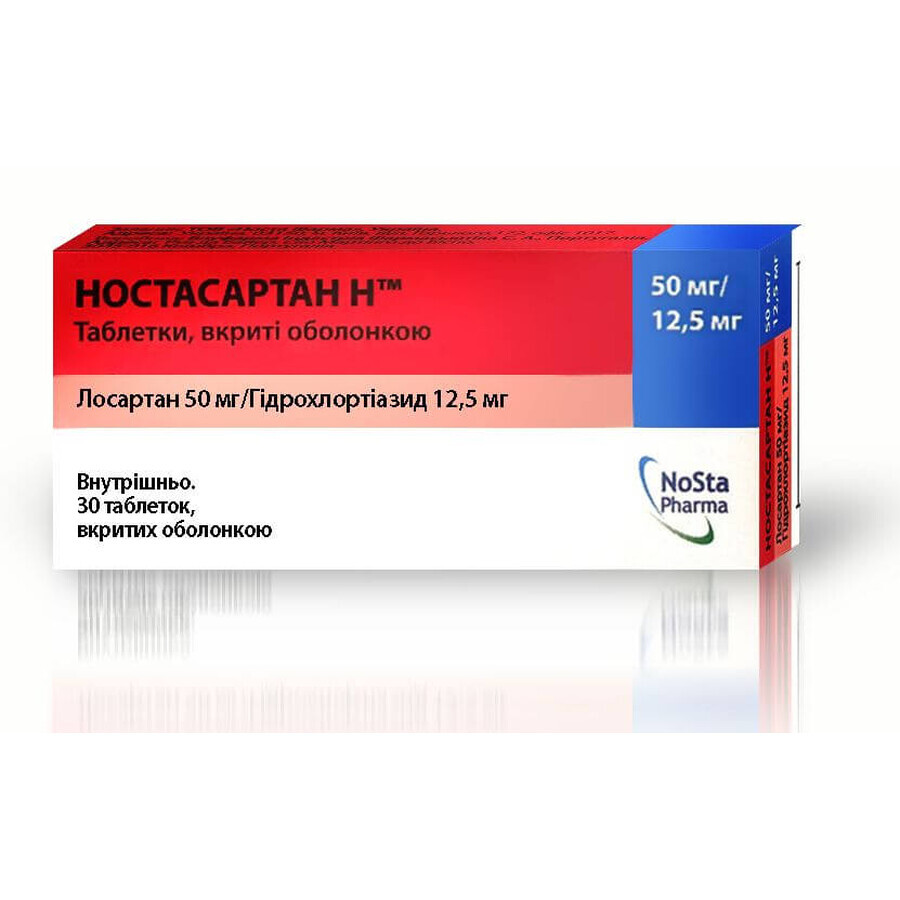 Ностасартан h табл. п/о 62,5 мг блистер №30: цены и характеристики