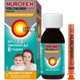 Нурофєн для дітей форте суспензія 200 мг/5 мл флакон 150 мл, з апельсиновим смаком
