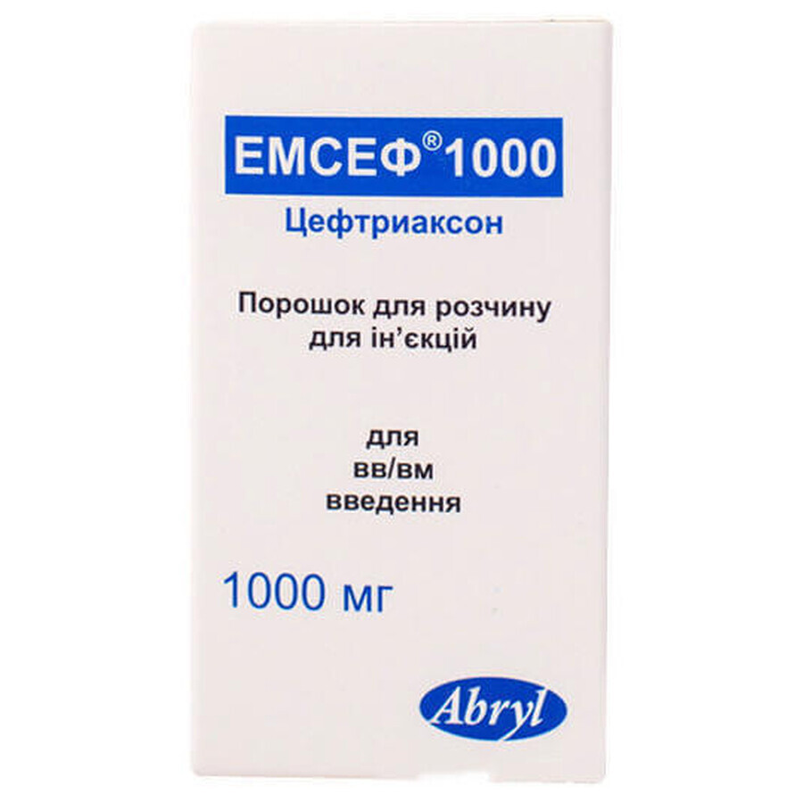 Емсеф пор. д/п ін. р-ну 1000 мг фл.: ціни та характеристики