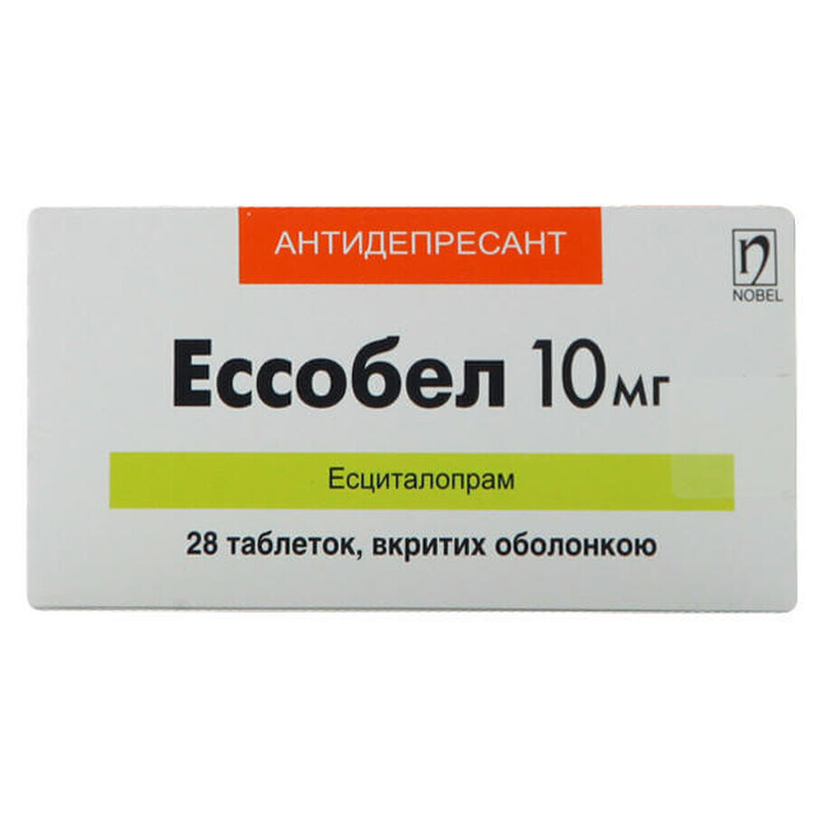 Эссобел табл. п/о 10 мг блистер №28: цены и характеристики