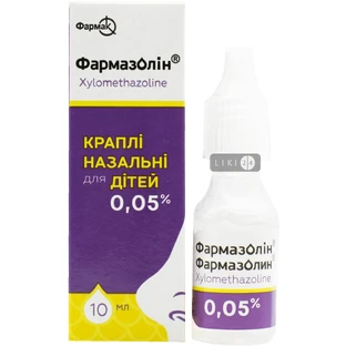 Фармазолін крап. назал. 0,05 % фл. 10 мл, в пачці