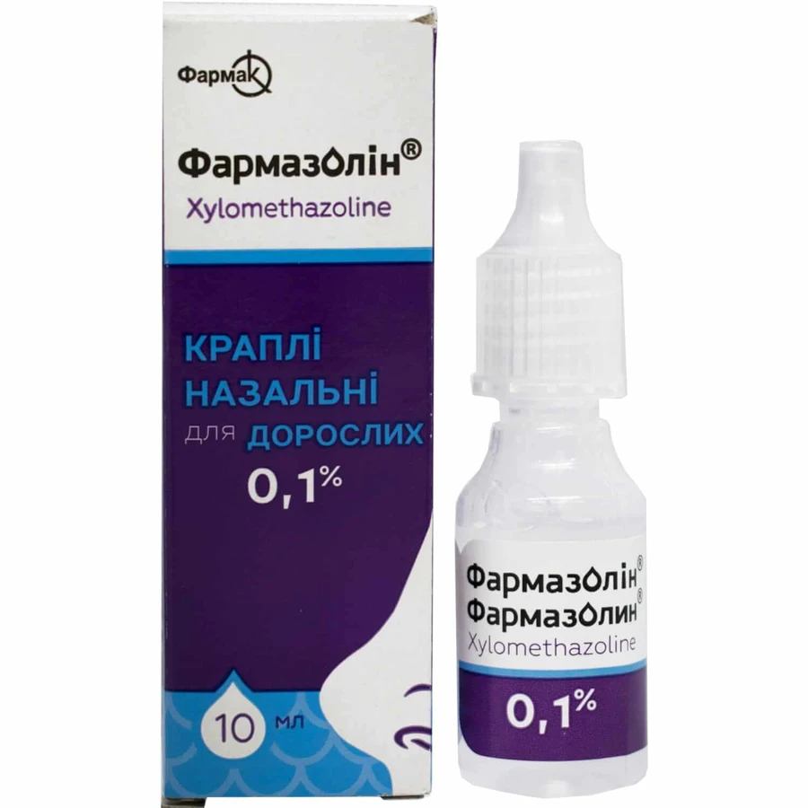 Фармазолін крап. назал. 0,1 % фл. 10 мл, в пачці: ціни та характеристики