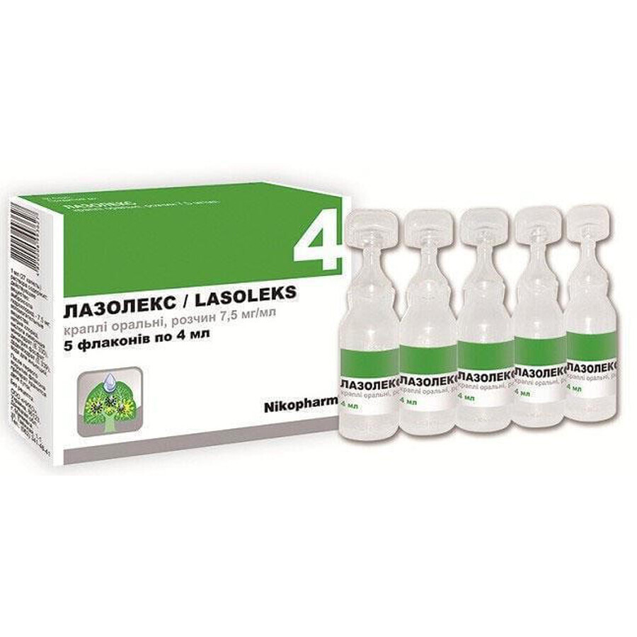 Лазолекс крап. орал., р-н 7,5 мг/мл фл. 4 мл №5: ціни та характеристики