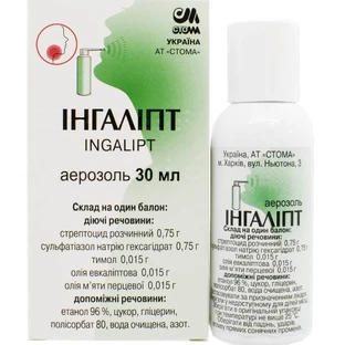 Ингалипт аэр. баллон аэр. алюм. 30 мл, с распылителем