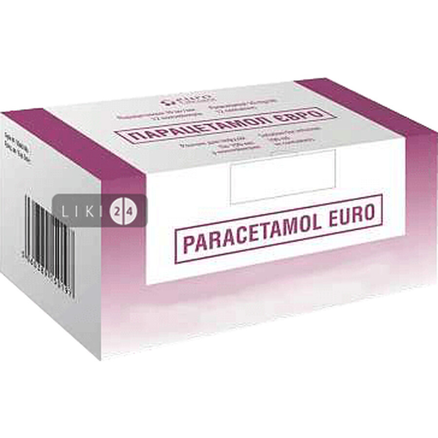 Парацетамол євро р-н д/інф. 10 мг/мл контейнер 100 мл, у карт. коробці №12: ціни та характеристики