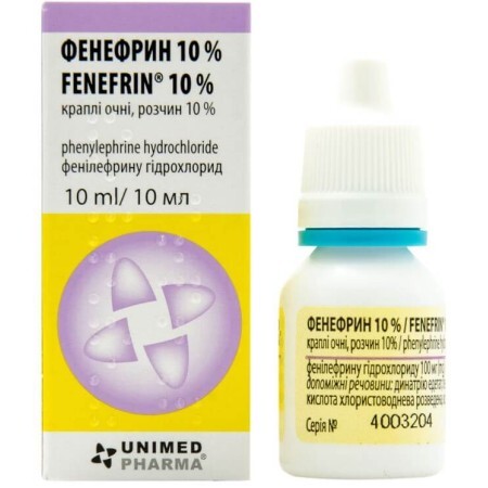 Фенефрин 10% крап. очні, р-н 10 % фл.-крапельн. 10 мл