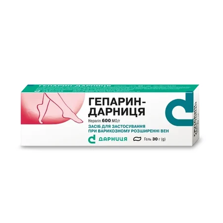 Гепарин-Дарниця гель 600 ОД/г туба 30 г: ціни та характеристики