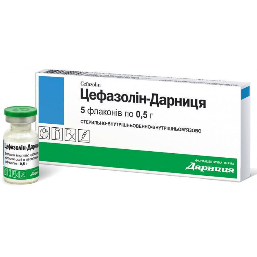 Цефазолин-Дарница пор. д/р-ра д/ин. 0,5 г фл. №5: цены и характеристики