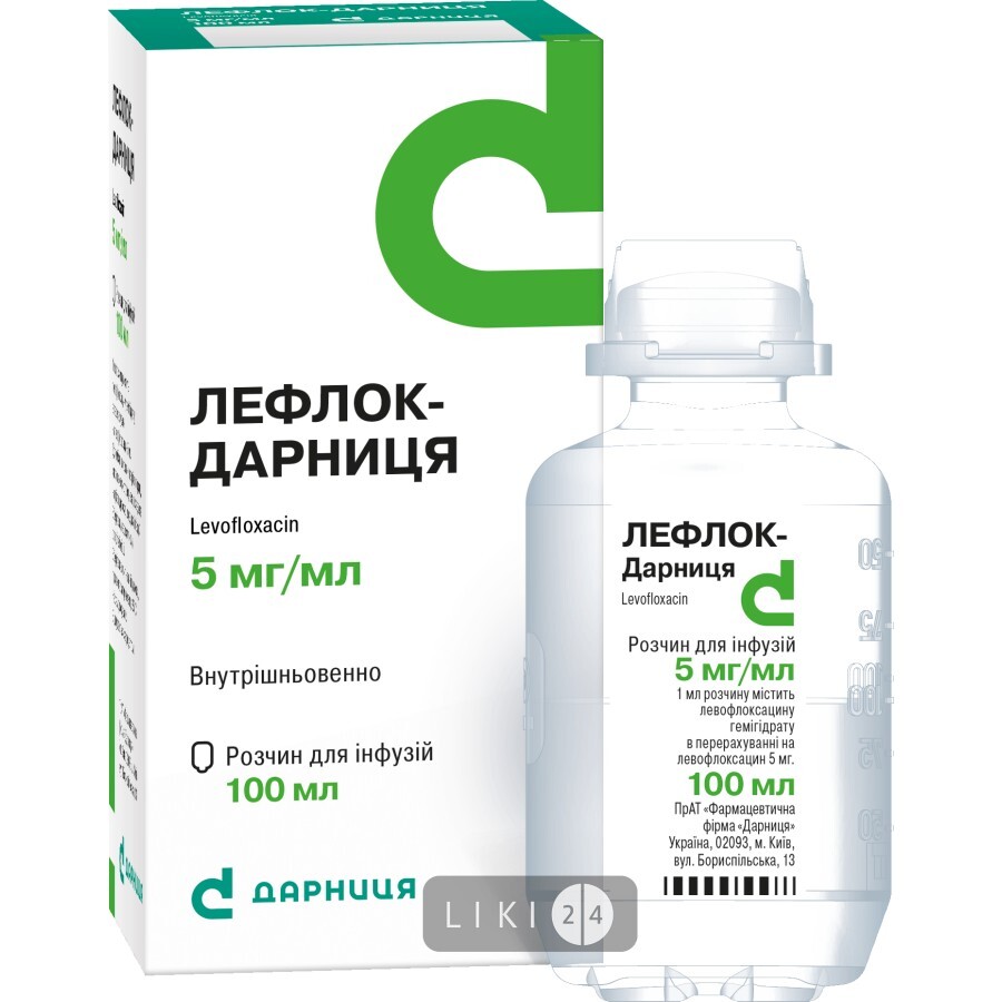 Лефлок-Дарниця р-н д/інф. 5 мг/мл фл. 100 мл: ціни та характеристики