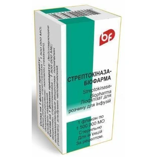Стрептокіназа-біофарма ліофіл. д/р-ну д/інф. 1500000 МО фл., блістер у пачці