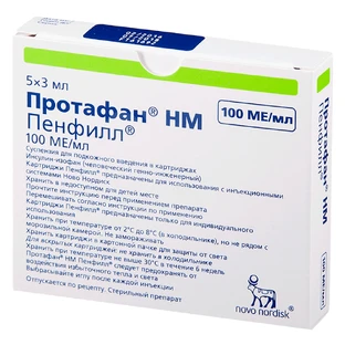 Протафан нм пенфіл сусп. д/ін. 100 МО/мл картридж 3 мл