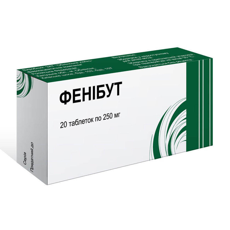 Фенибут 250 мг таблетки, №20: цены и характеристики