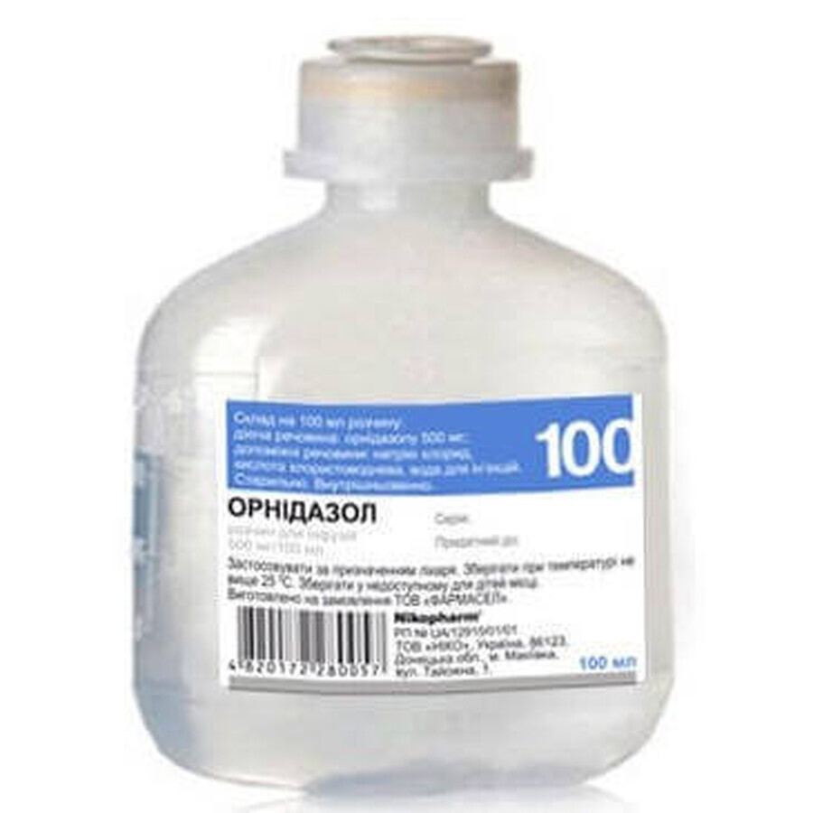 Орнідазол р-н д/інф. 0,5 % пляшка 100 мл: ціни та характеристики