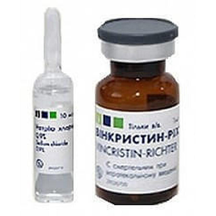 Вінкристин-ріхтер ліофіл. д/р-ну д/ін. 1 мг фл., з розч. в амп. 10 мл №10: ціни та характеристики
