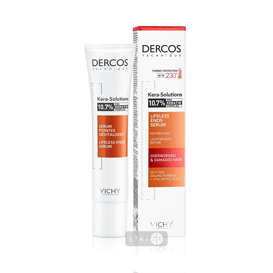 Питательная сыворотка Vichy Dercos Kera-Solutions с комплексом Про-Кератин для реконструкции кончиков поврежденных ослабленных волос, 40 мл: цены и характеристики