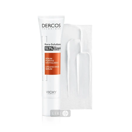 Питательная сыворотка Vichy Dercos Kera-Solutions с комплексом Про-Кератин для реконструкции кончиков поврежденных ослабленных волос, 40 мл: цены и характеристики
