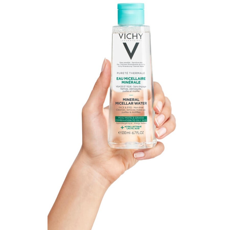 Міцелярна вода Vichy Purete Thermale для жирної та комбінованої шкіри обличчя й очей 200 мл: ціни та характеристики