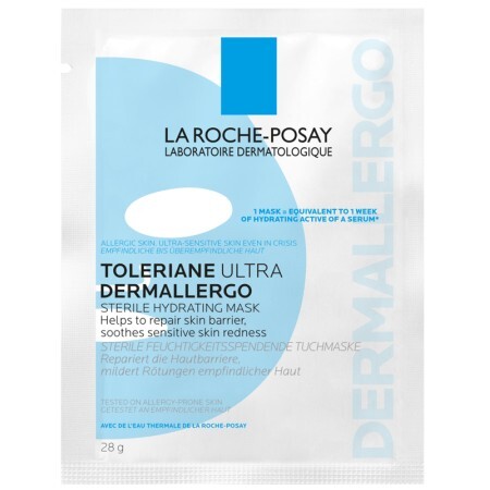 Стерильна зволожувальна тканинна маска La Roche-Posay Toleriane Ultra Dermallergo для гіперчутливої та схильної до алергії шкіри обличчя 28 г