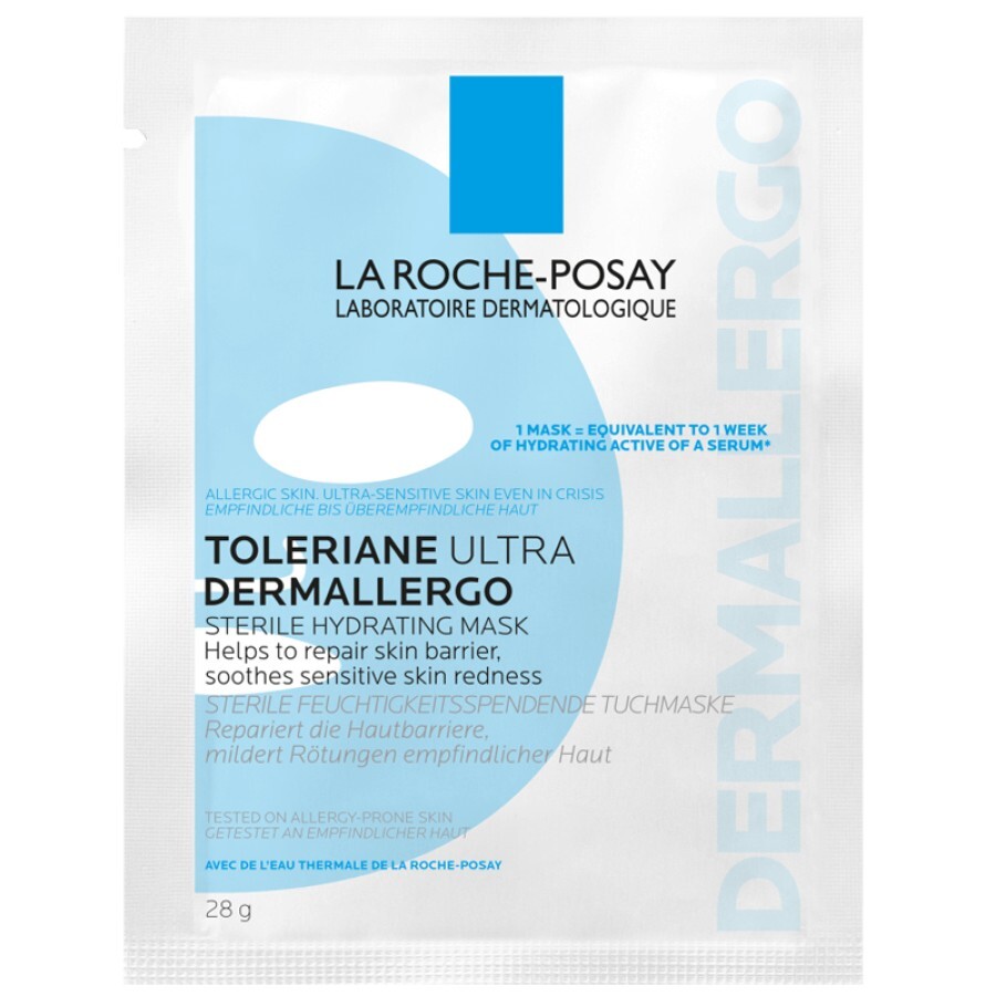Стерильна зволожувальна тканинна маска La Roche-Posay Toleriane Ultra Dermallergo для гіперчутливої та схильної до алергії шкіри обличчя 28 г: ціни та характеристики