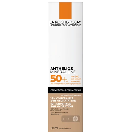 Тональний крем La Roche-Posay Anthelios Mineral One, сонцезахисний зволожуючий, для щоденного використання, SPF 50+, відтінок 02, 30 мл: ціни та характеристики