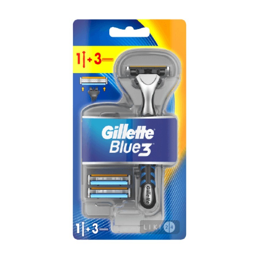 Станок для бритья Gillette Blue3 мужской с 3 сменными картриджами: цены и характеристики