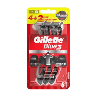 Одноразові станки для гоління Gillette Blue 3 Red Nitro чоловічі 6 шт