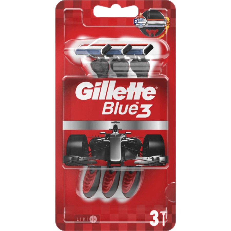 Одноразові станки для гоління Gillette Blue 3 Red Nitro чоловічі 3 шт: ціни та характеристики