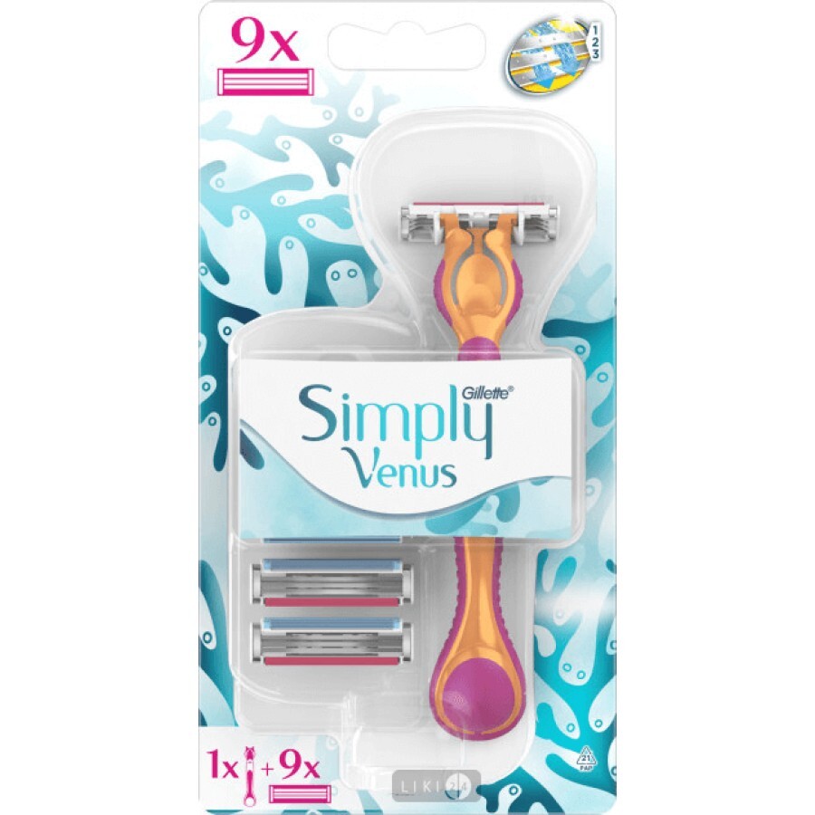 Станок для гоління Gillette Simply Venus 3 жіночий з 9 змінними картриджами: ціни та характеристики