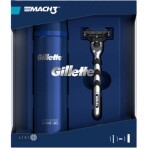 Подарунковий набір Gillette Бритва з 1 змінною касетою Mach 3 + Гель Fusion Ultra Sensitive 75 мл + Дорожній чохол: ціни та характеристики