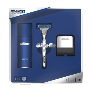 Подарунковий набір Gillette Бритва Mach3 Turbo + Гель для гоління 75 мл + Кріплення