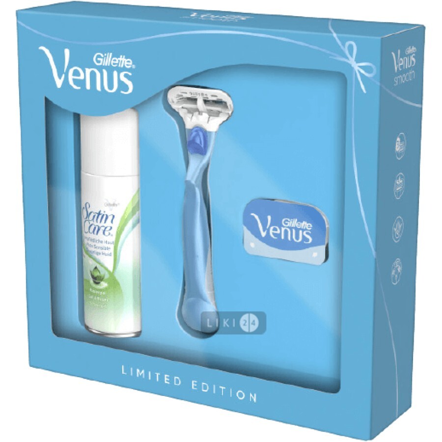 Подарунковий набір Venus Бритва Smooth + Лезо + Гель для гоління Satin Care 75 мл: ціни та характеристики