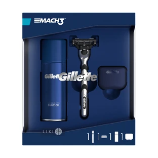 Подарочный набор Gillette Mach3 Бритва с 1 сменной кассетой + Гель для бритья Ultra Sensitive 200 мл