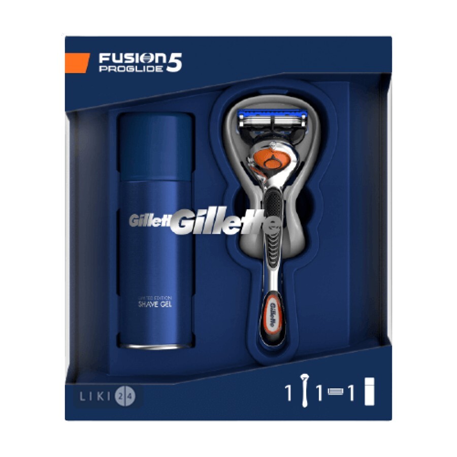 Подарунковий набір Gillette Fusion5 Бритва з 1 змінною касетою + Гель для гоління Ultra Sensitive 75 мл: ціни та характеристики