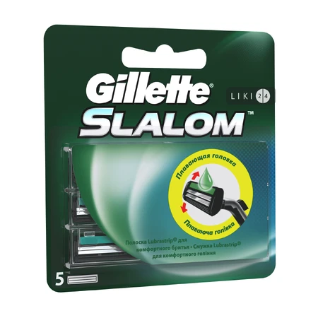 Сменные картриджи для бритья Gillette Slalom мужские с увлажняющей полоской 5 шт: цены и характеристики