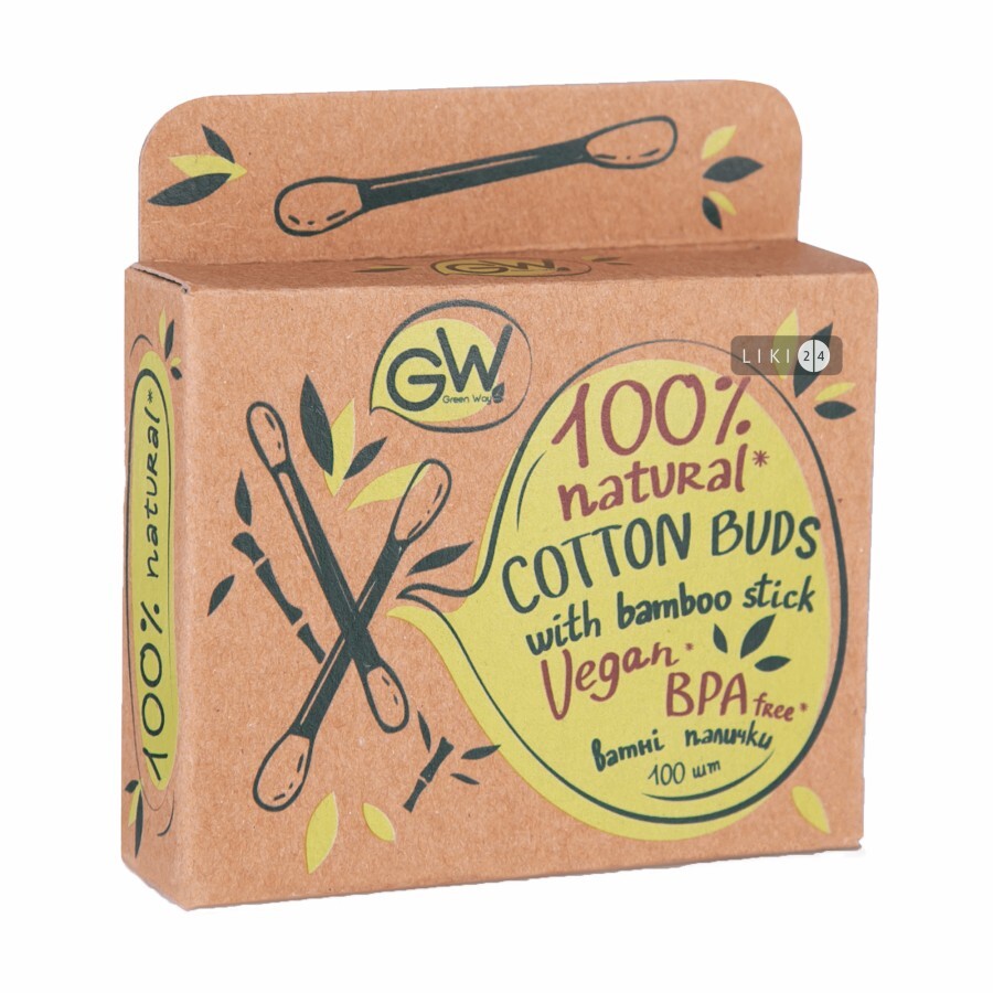Ватные палочки Green Way ФитоЛиния Wooden Stick, 100 шт: цены и характеристики