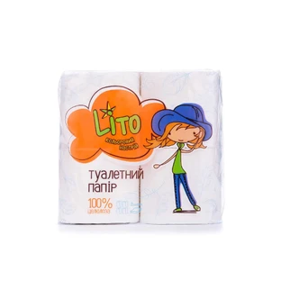 Туалетная бумага Лето целлюлозный 2-х слойный белый 4шт / уп