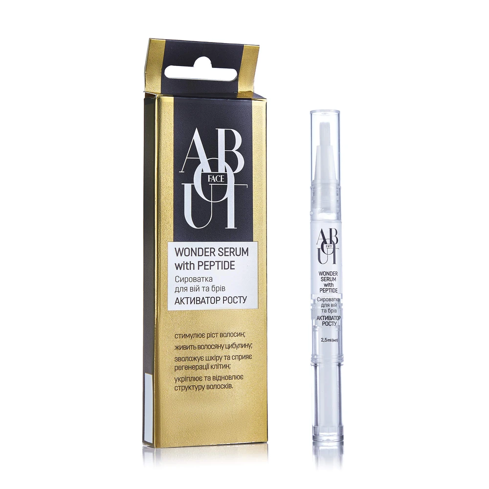  Сироватка активатор росту для вій/брів About Face Wonder Serum With Peptide, 2,5 ml: ціни та характеристики