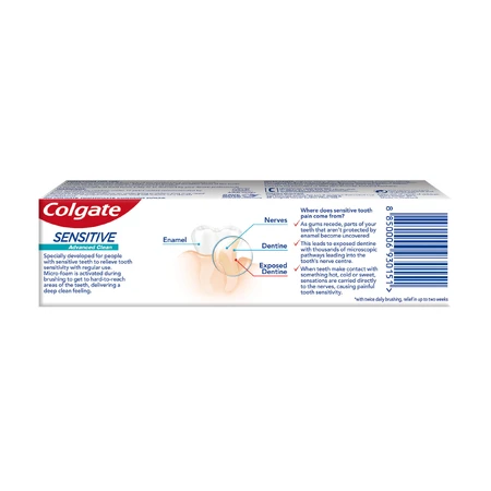 Зубна паста Colgate Sensitive Advanced Clean, 110 г: ціни та характеристики